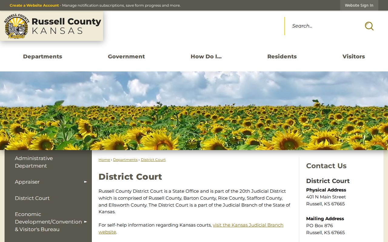 Russell County court docket District Court office page